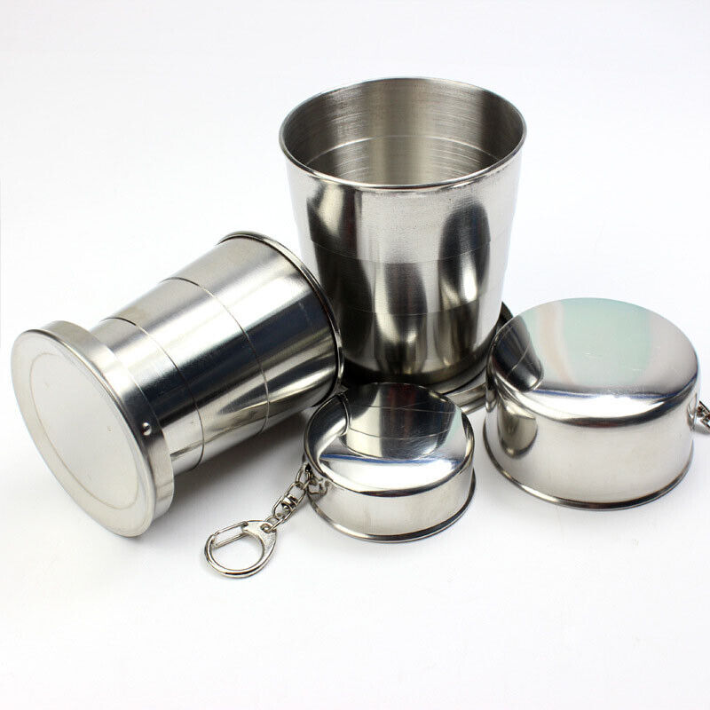 Water Cup Camping Fold Cup Portable Outdoor Travel Demountable Cup With Keychain