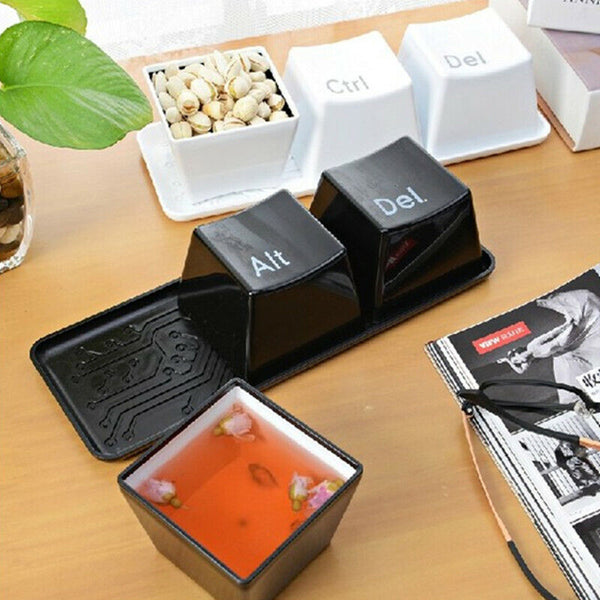 3Pcs/Set Coffee Tea Cup Keyboard Box Ctrl+Alt+Del  Suger Container Jar Cup+Tray