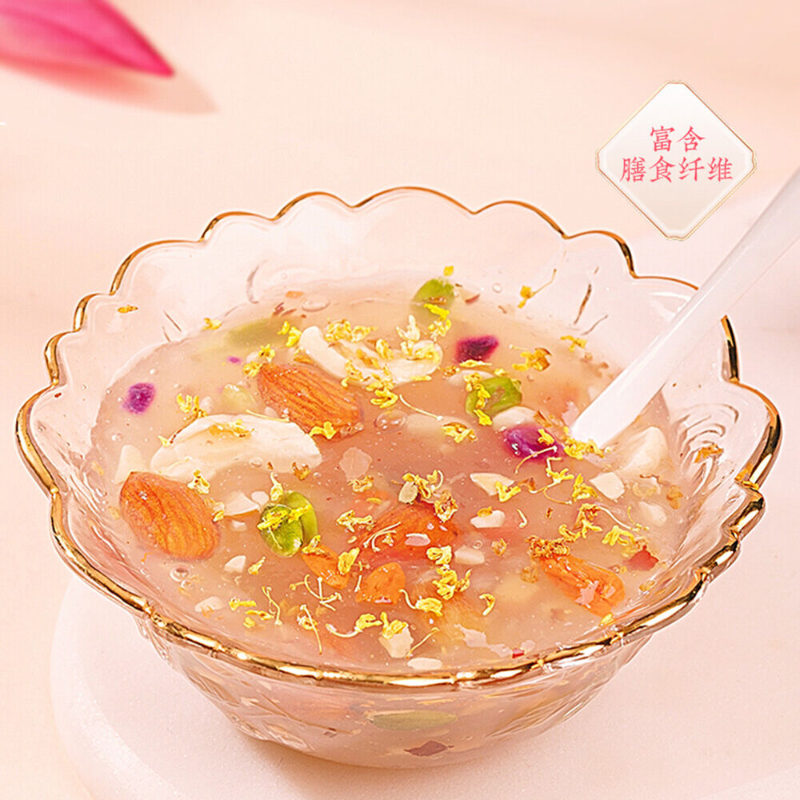 老金磨方桂花坚果藕粉羹玫瑰营养早餐莲藕粉Osmanthus rose nutritious breakfast lotus root powder health Secondary image