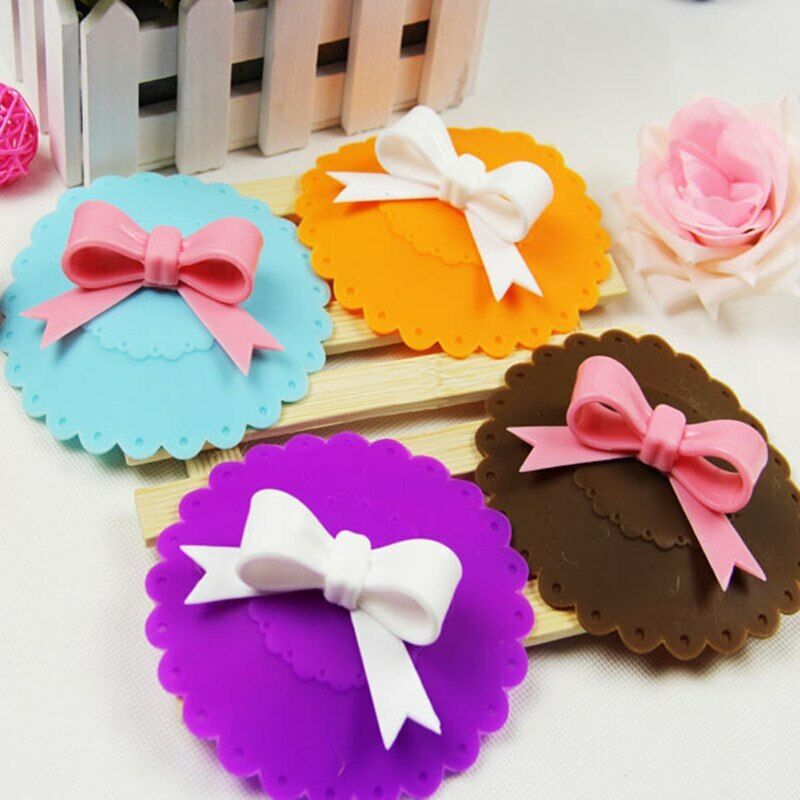 Lovely Bowknot Coffee Cup Anti-dust Silicone Cup Cover Silicone Seal Lid Cap