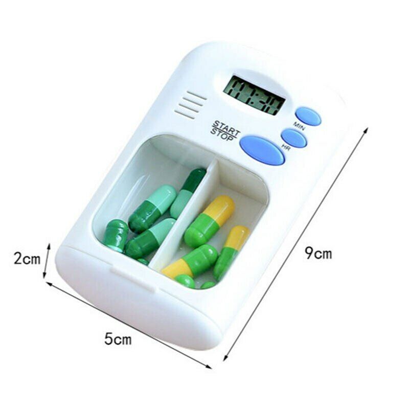 Timer Box Mini Handy Pill Reminder Drug Box 2Grid One-day Timing Medicine Cases