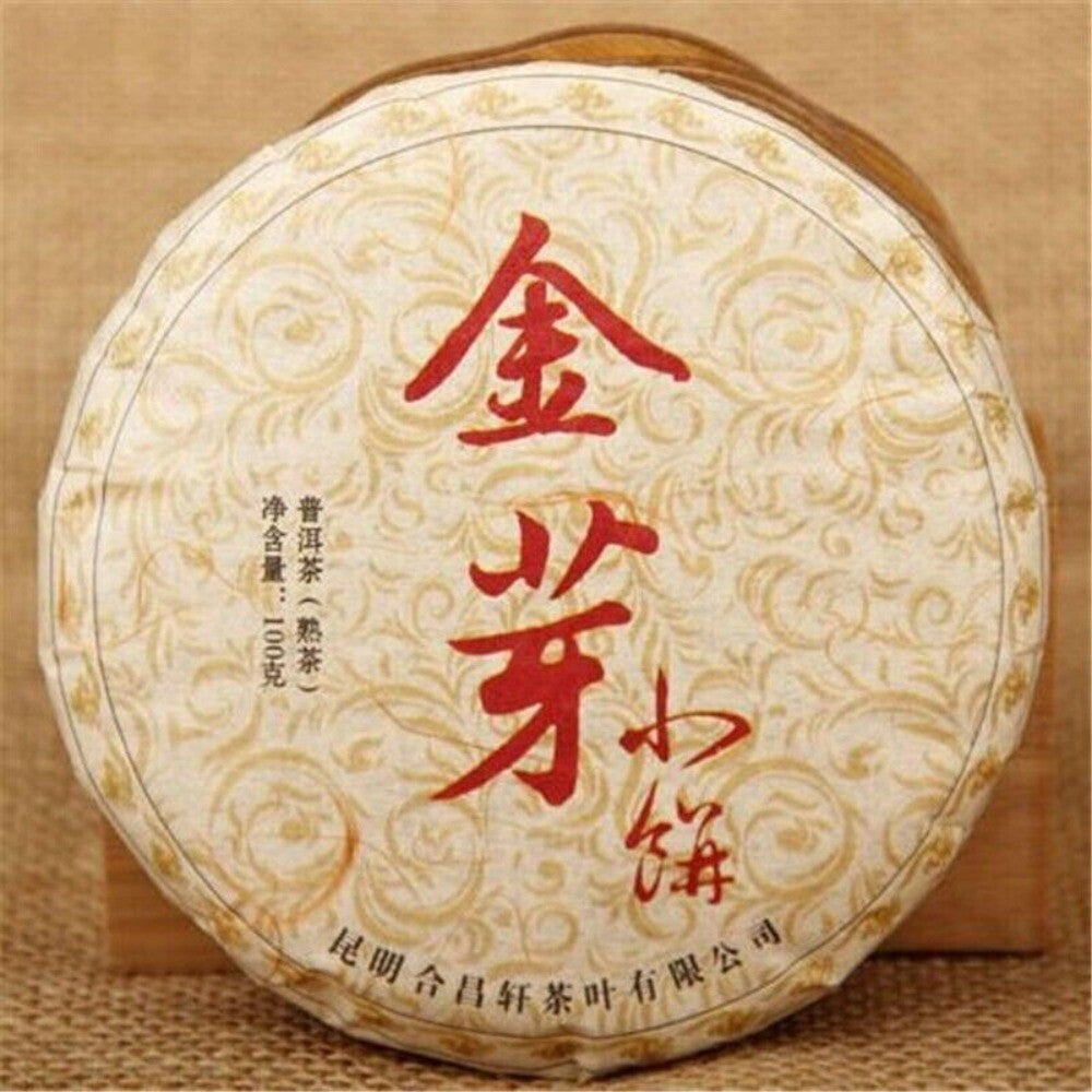 Golden Bud Pu-erh Tea Cake 100g Organic Ripe Black Tea Traditional Aged Premium Main image