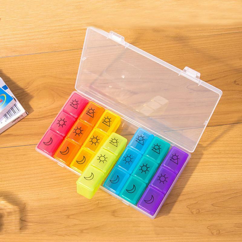 Medicine Cases 1Pc 7 Days 21 Grids Handy Seven Colors Travel Kit Classification Secondary image
