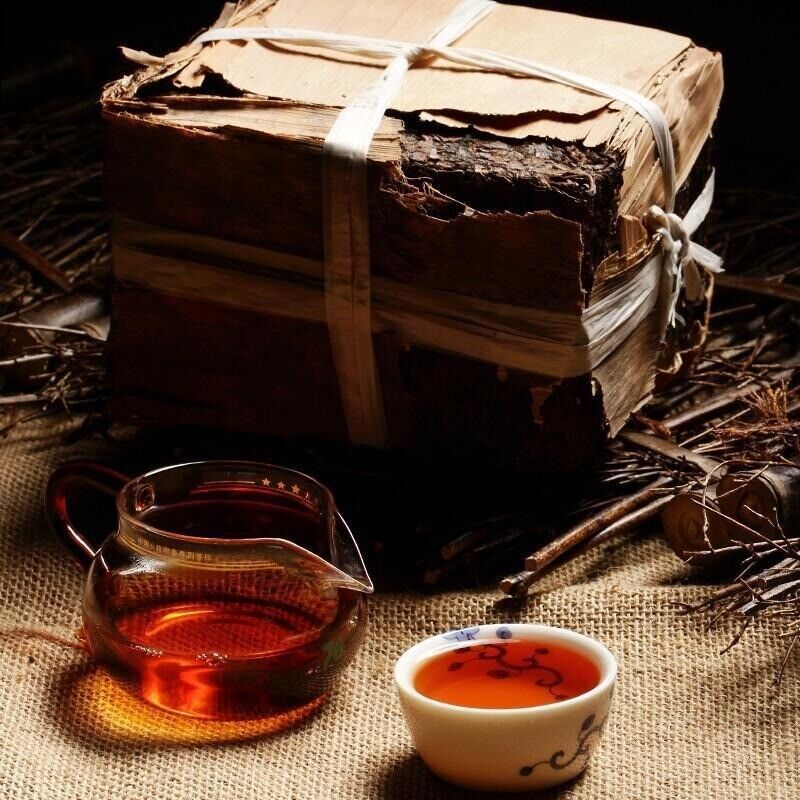 HelloYoung Raw Puer Tea Oldest Puer Tea Ansestor Antique Honey Sweet Dull-red Puer Tea 250g