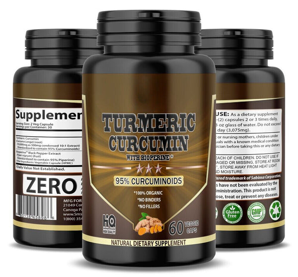 Turmeric Curcumin Potency 95% BioPerine Black Pepper Extract Bone & Joint Health