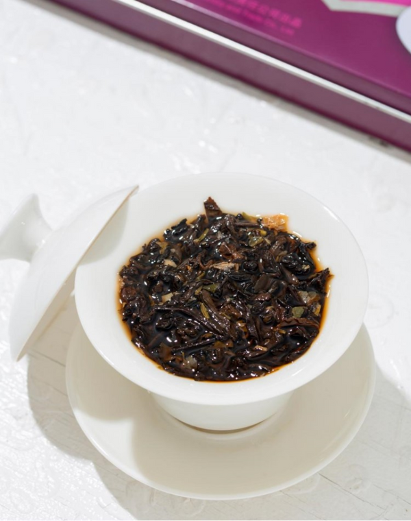 HelloYoung Rose Puerh Tea Iron Box Yunnan Seven Zi Cake Ripe Tea 200g/7.05oz
