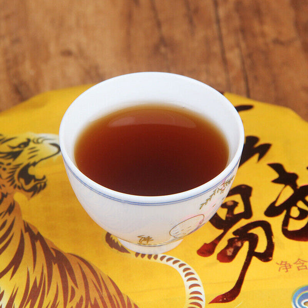 Golden Hao Ripe Tea Cake Natural Seven Seed Cake Tea 357g/12.59oz Pu'er Ripe Tea