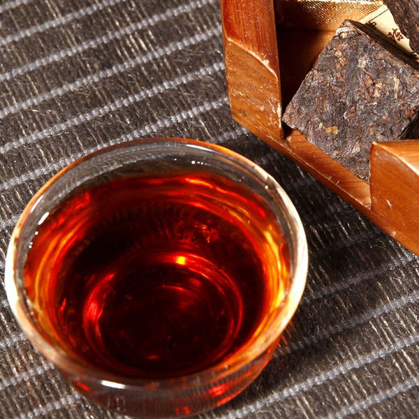 HelloYoung Ripe Puer Tea Brick Old Pu'er Black Tea Cooked Puerh Yellow Iron Box Yunnan 250g