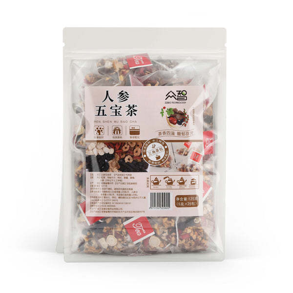 Ginseng Five Treasures Tea with Maca Dried Slices Mulberry Goji Berry Red Dates