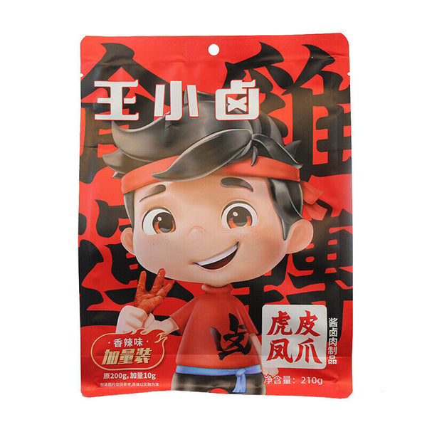 Wangxiaolu Chicken Feet Tiger Skin Chicken Feet 210g Instant Snacks 王小卤虎皮凤爪香辣卤味
