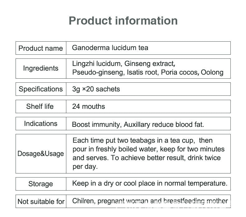 Ganoderma Lucidum Tea Boost immunity 3g*20 sachets/Box 灵芝茶