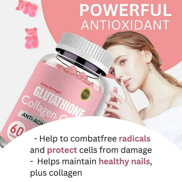 Glutathione Collagen Glow Anti-aging skin Whitening Gummies 60pcs