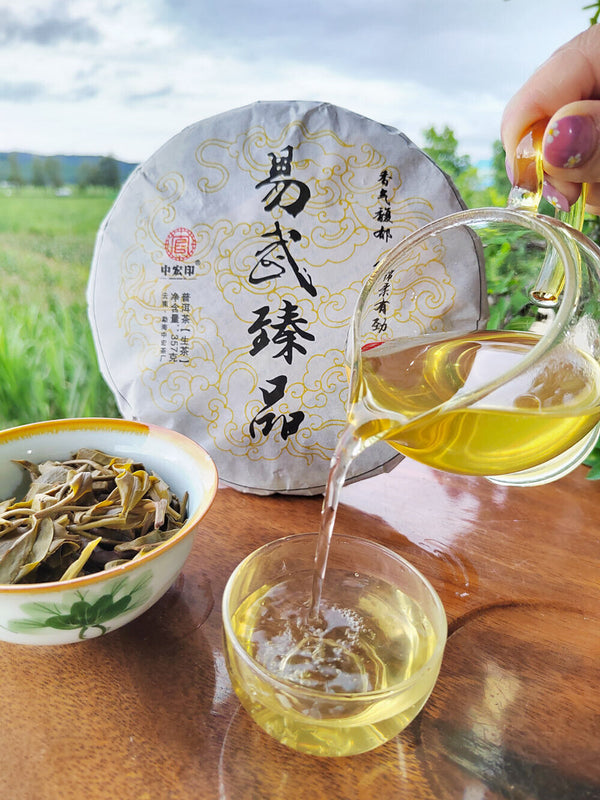 HelloYoung 357g Yiwu Pu'er Tea Ancient Tree Pu'er Raw Tea Cake Yunnan Qizi Cake Pu'er Tea