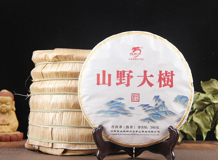HelloYoung Long Yuan No. Pu'er Ripe Tea Cake Ancient Tree Yunnan Seven Seeds Cake 380g/cake