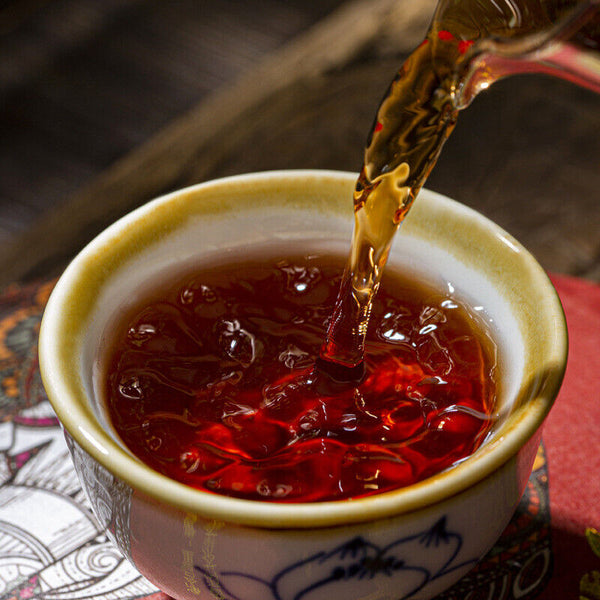 HelloYoung Yiwu Scrape Wind Zhai Puerh Tea Palace Material Puerh Ripe Tea Cake 357g/12.59oz