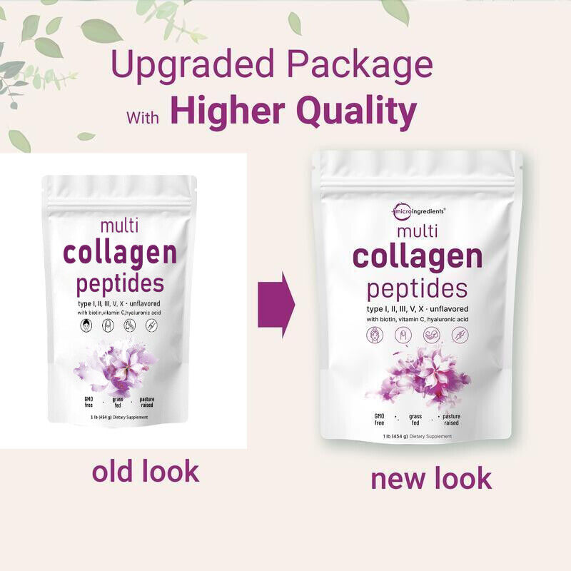 Multi Collagen Peptides Powder - Hydrolyzed Protein Peptides (Type I,II,III,V,X)