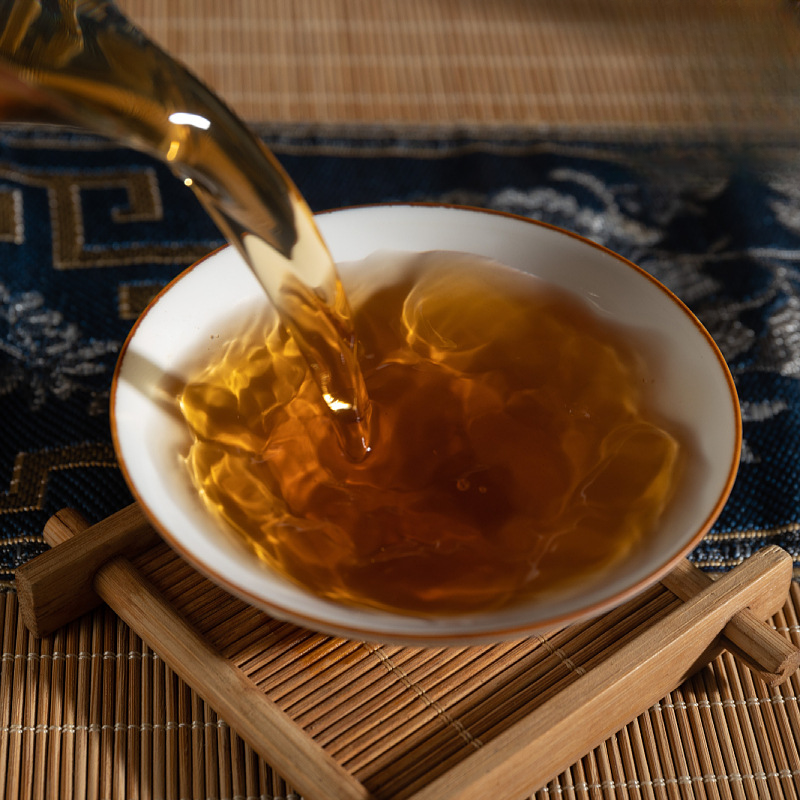 HelloYoung 1kg Hunan Anhua Black Tea Aged Tea Hand-built Fu Brick Golden Flower Black Tea