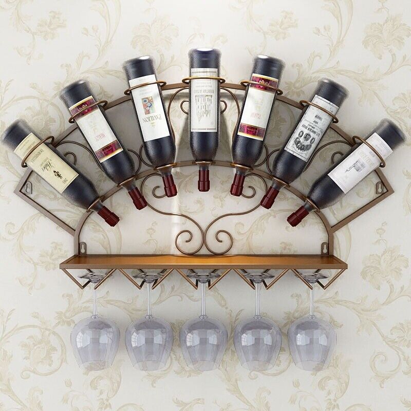 Wine Holder Rack Wall Mounted Wine Bottle Display Rack Glassware Storage Holder