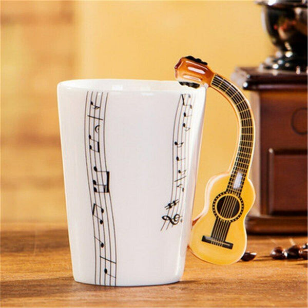 Milk Stave Cups with Handle Music Violin Guitar Ceramic Coffee Tea Drinkware Mug