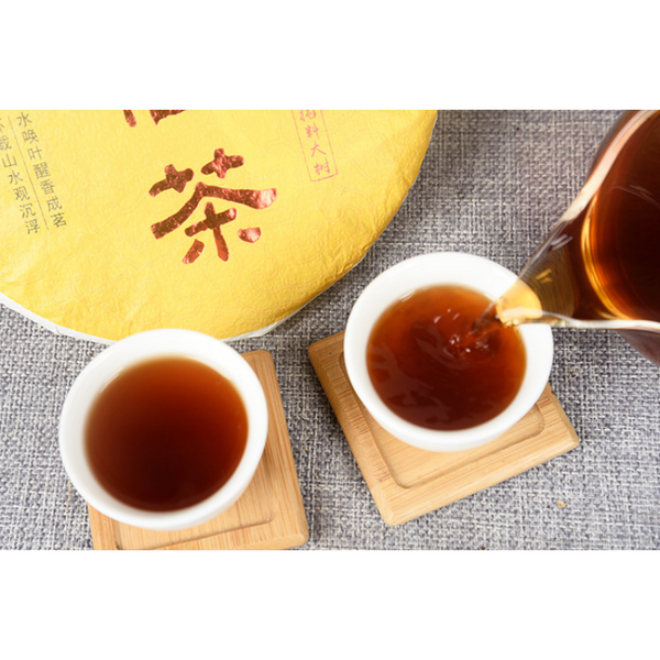 357g Organic Old Tree Tea Yunnan Pu-erh Ripe Tea Cake Big Golden Bud Mellow Tea