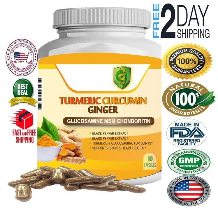 100% Natural Turmeric Curcumin  Arthritis Joint supportwith Ginger Black Pepper Main image