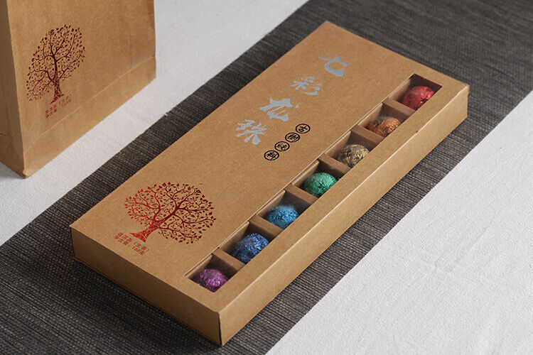 HelloYoung 21pcs Yunnan Pu'er Tea Colorful Dragon Pearl Handmade Dragon Pearl Pu'er Raw Tea