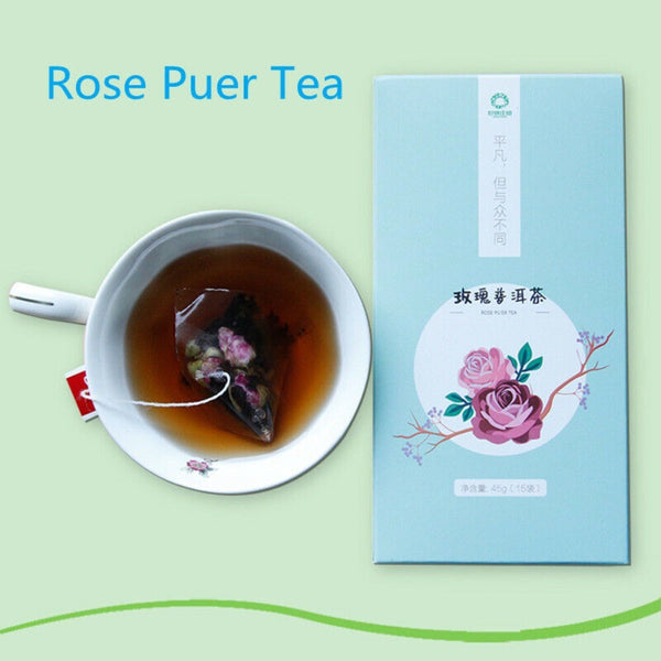 15 Bags Rose Pu'er Tea Chinese Pu-erh Black Tea Triangle Tea Bags
