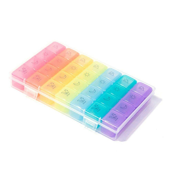 28 Grid Rainbow Medicine Box One Week Pill Box Classification Medicine Holder