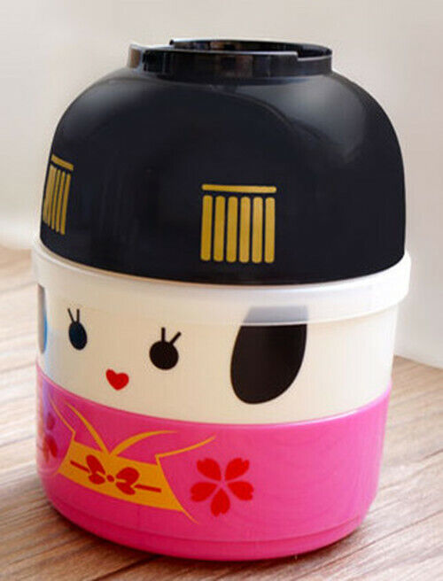 Japanese-style Cartoon Bento Box Round Plastic Lunchbox Microwaveable Tableware
