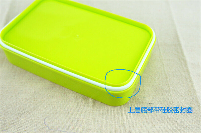 Portable Plastic Double Layer Bento Container Leak-Proof Double Buckle Tableware