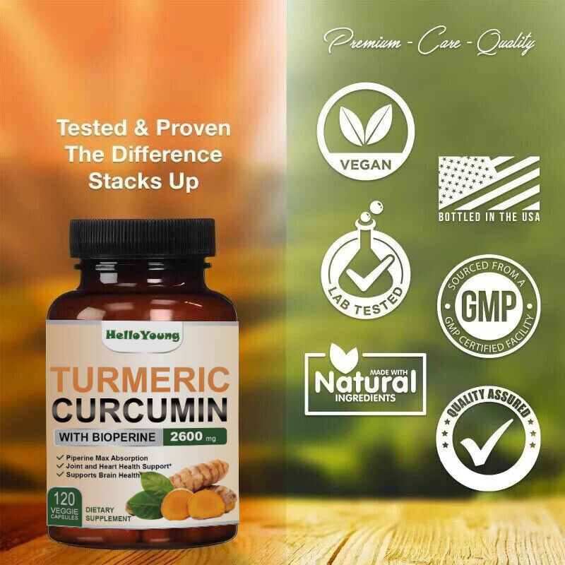 2600mg High Absorption Triple Strength Capsules Turmeric Curcumin with Bioperine