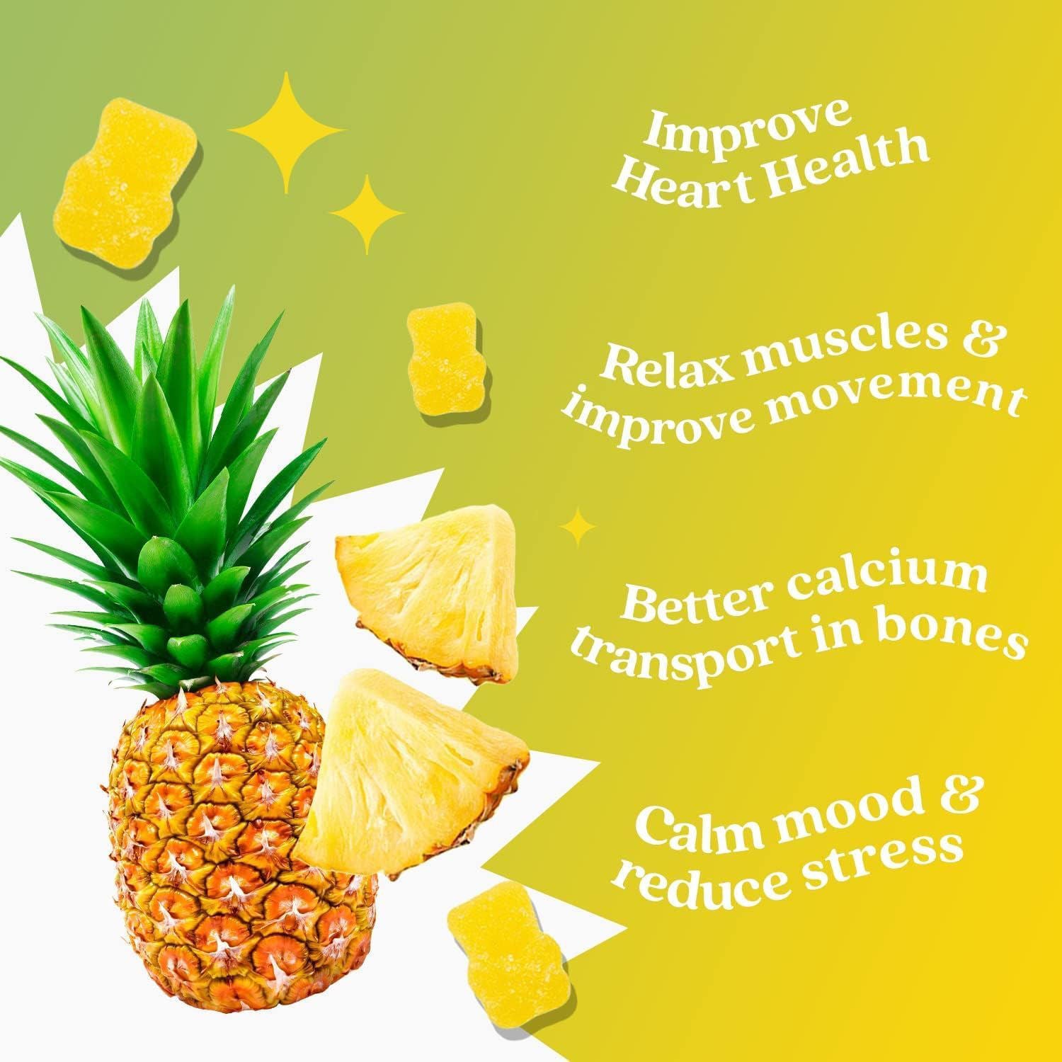 Magnesium Glycinate Gummies, Pineapple Flavor, Calcium, Potassium, Stress Relief