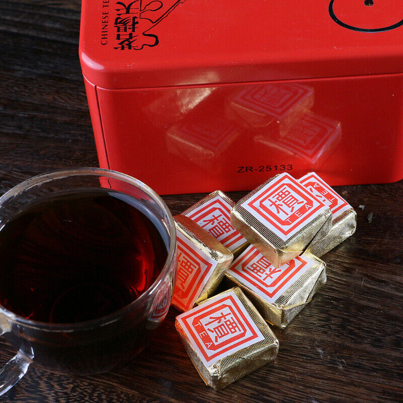 HelloYoung TeaPu'er Tea In Iron Box Health Black Tea 250g Top-Grade Pu-Erh Small Square Brick