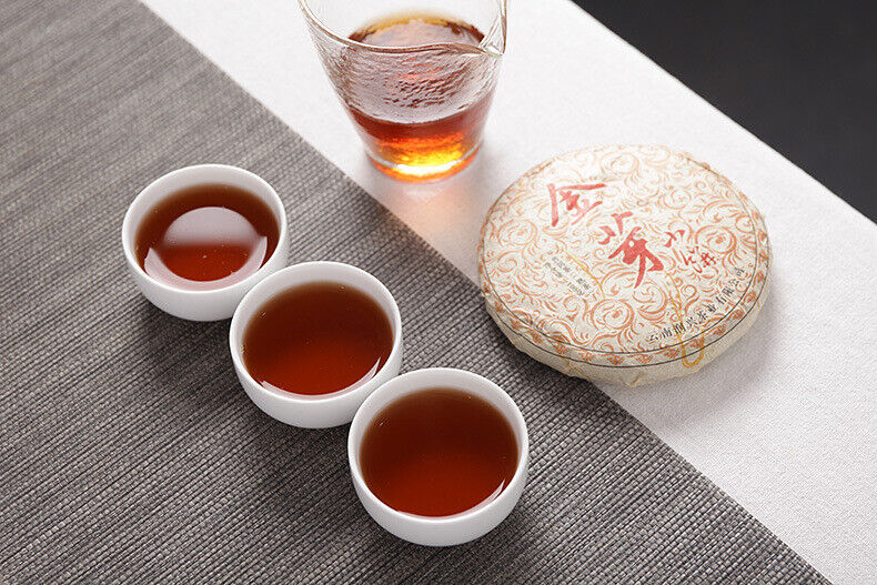 HelloYoung 100g Yunnan Raw Material Puerh Cake Tea Golden Bud Small Cake Palace Ripe Tea