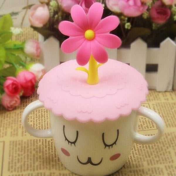 Cup Cover Lovely Anti-dust Silicone Saplings Coffee Kids Cup Cap Airtight Spoon
