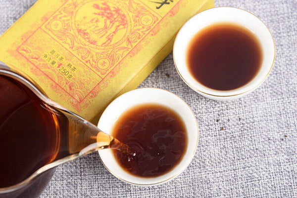 HelloYoung Yunnan Pu'er Ripe Tea Golden Bud Ripe Tea Brick 250g