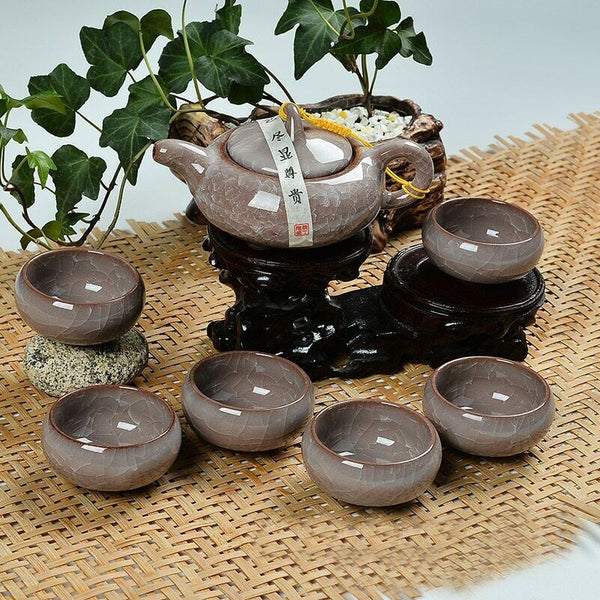 7 Pcs Drinkware Gifts  Dehua Colorful Cup Ceramic Tea Set China Kung Fu Tea Cup