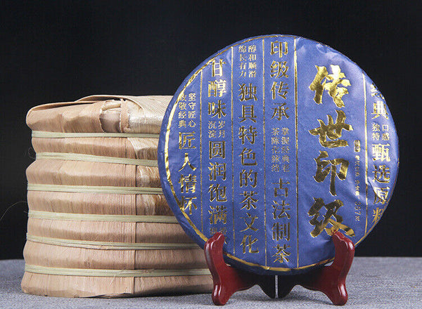 HelloYoung 357g Old Tree Puerh Raw Tea Cake Menghai Black Tea 头春茶年传世印级 古树普洱茶生茶勐海黑茶密香