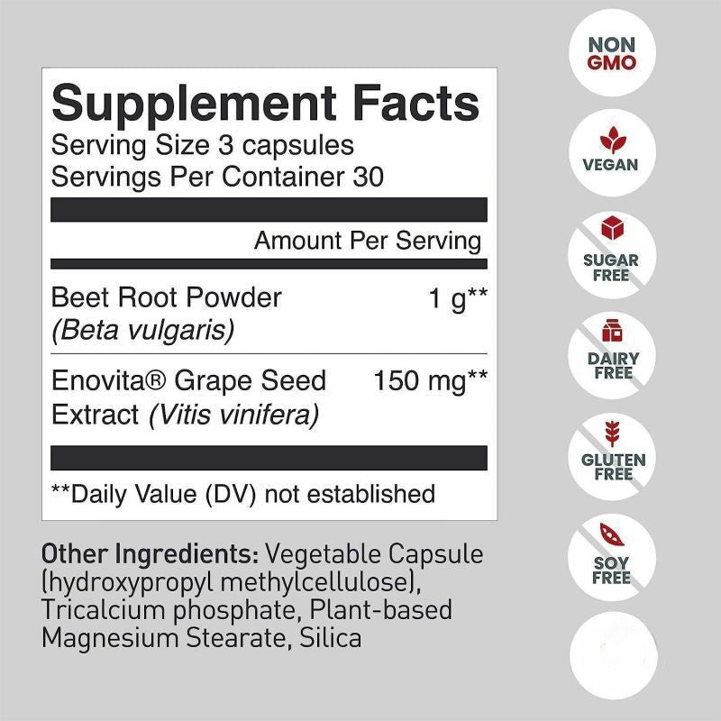 Organic Super Beets Root Capsules 90, 1000mg helps in Brain & Blood