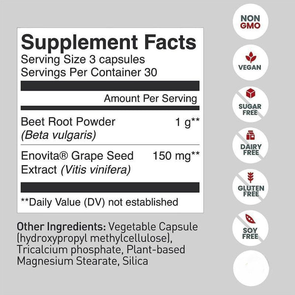 Organic Super Beets Root Capsules 90, 1000mg helps in Brain & Blood