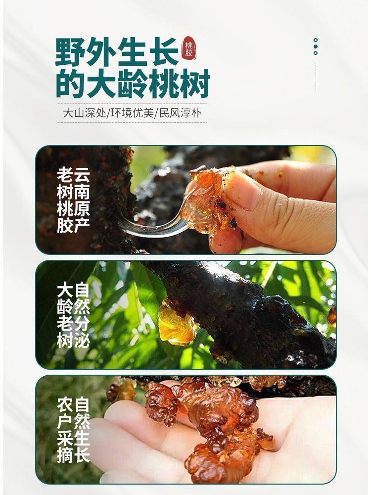 Yunnan Peach Gum - 200g, Wild Premium Grade, Herbal for Beauty & Health