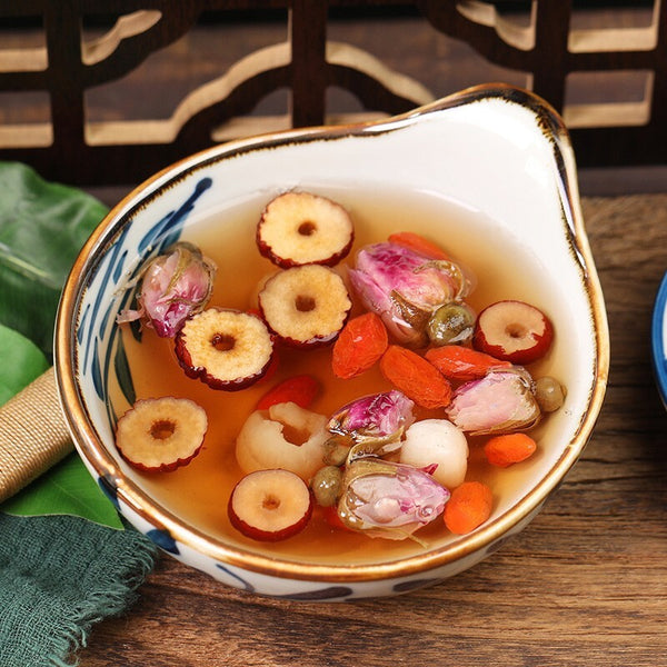Longan Red Date Goji Tea + Rose 10-Treasure Blend - Chinese Herbal Tea
