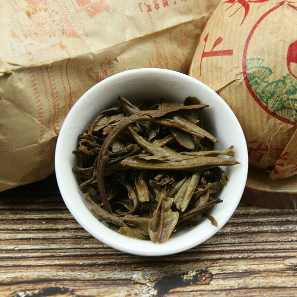 HelloYoung Aged Green Pu Erh Tea Raw Pu Erh Tea Xia Guan "Da Zhong Tuo Cha" 100g