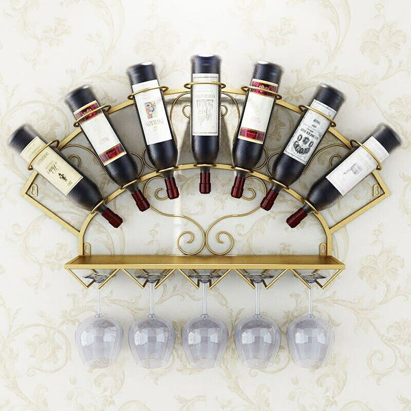 Wine Holder Rack Wall Mounted Wine Bottle Display Rack Glassware Storage Holder