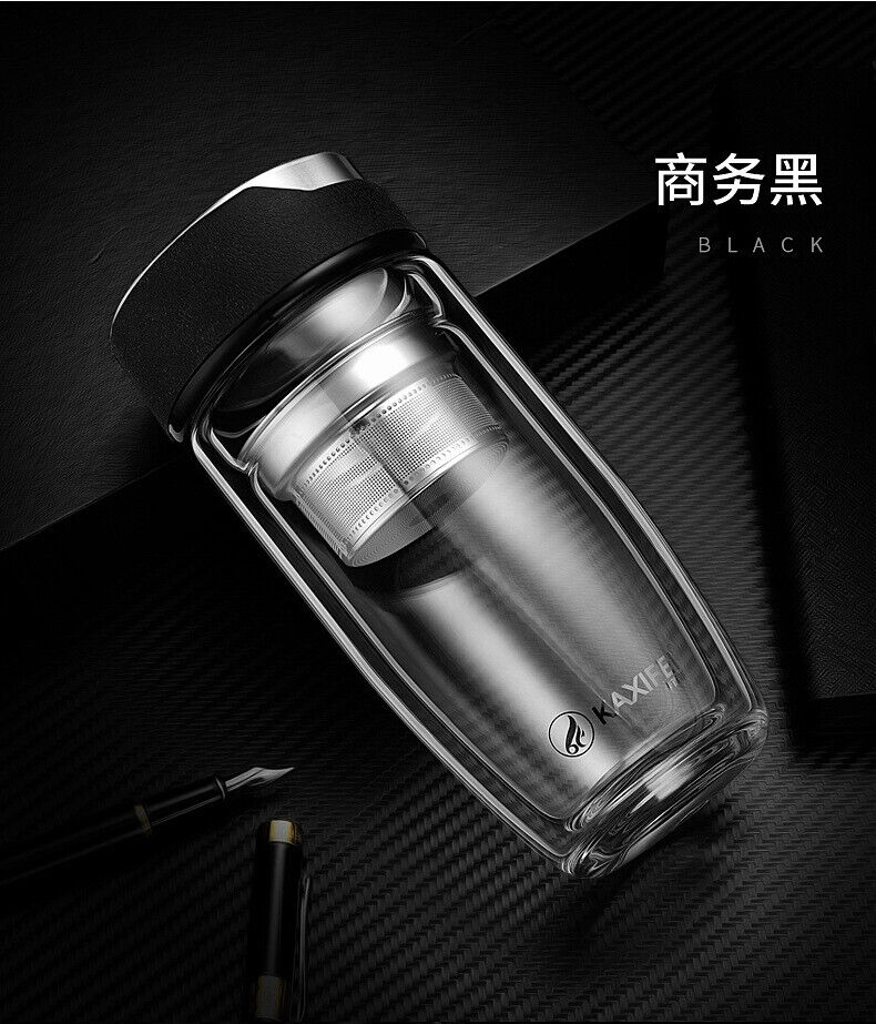 Double Glass Water Bottle Tea Transparent Bottles Stainless Steel Bottle Infuser