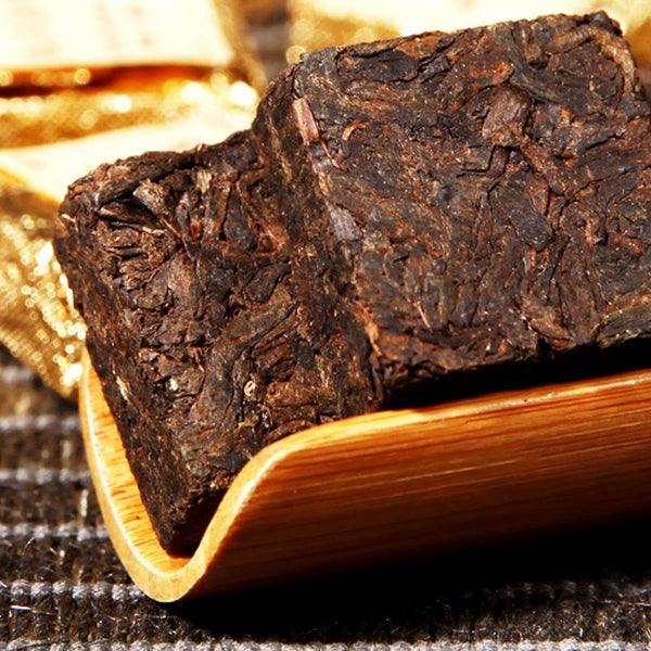 HelloYoung Ripe Puer Tea Brick Old Pu'er Black Tea Cooked Puerh Yellow Iron Box Yunnan 250g