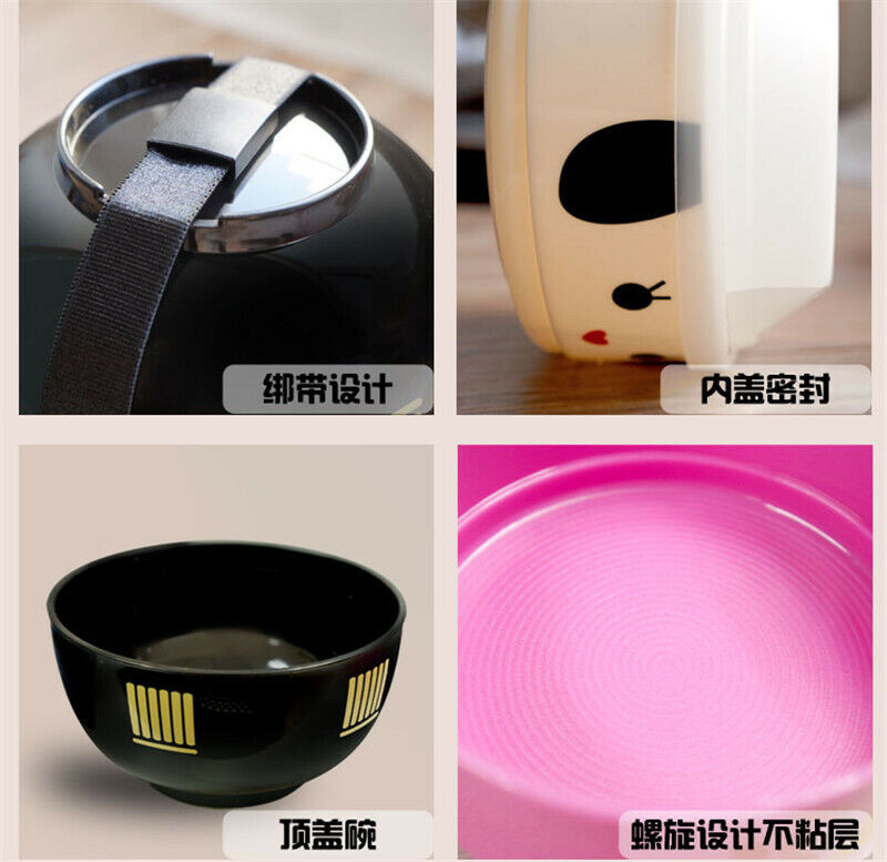 Japanese-style Cartoon Bento Box Round Plastic Lunchbox Microwaveable Tableware
