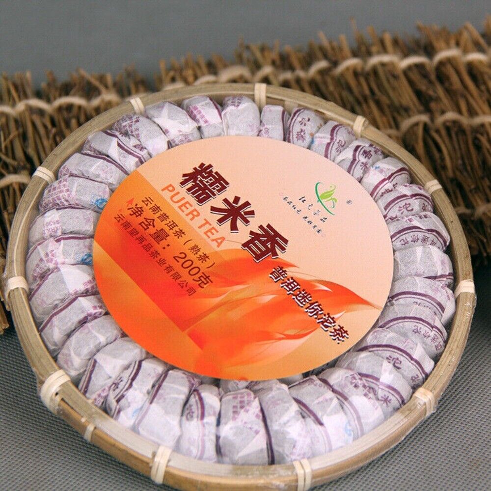 Hong Yuan Pu'er Tea Natural Glutinous Rice Flavor Mini Tuocha Puer Tea 200g Ripe