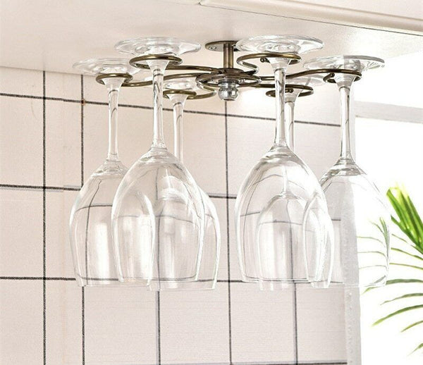 Wine Rack Round Wall Mounted Goblet Rack Stainless Steel Ktchen Decoration Gift