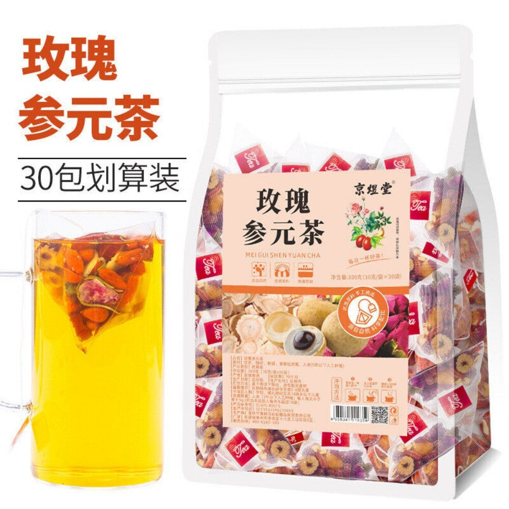 Rose Ginseng Herbal Tea 30 Bags Red Dates Goji Longan Health Support Blend